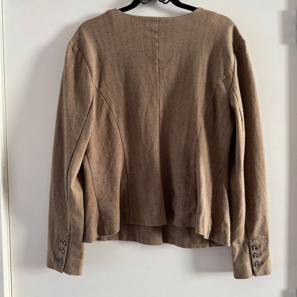 Cabi Penny Blazer Brown Polka Dot Button Up Front Pocket Long Sleeve Sz XL - Picture 6 of 6